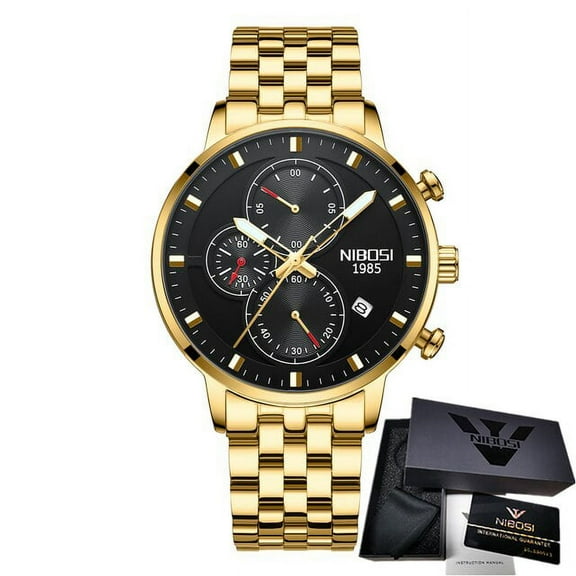 NIBOSI 2022 Men Watch Stainless Steel Top Quailty Luxury Clasp Waterproof Luminous Date Sport Wrist Watches Relogio Masculino