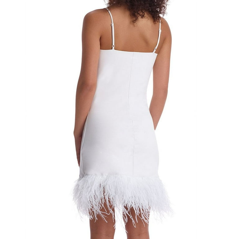 Commando Faux-Leather Feather-Hem Mini Dress White