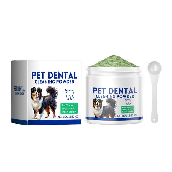 Dog Tooth Powder Dog Tooth Cleaning Powder Dog Tooth Care Targeting And Reducing Plaque And Bad Breath Easy To Clean Teeth Suitable For Small Medium And Large Do Train Dogs Leash Dogs Accessories