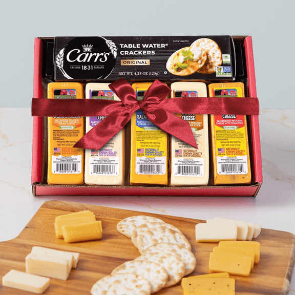 Specialty Wisconsin Cheese and Cracker Holiday Gift Box | Great for Gifts & Charcuterie Boards | Low Carb, High Protein, Keto-Friendly