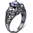 thumbnail image 1 of Bague de Fête Style Gothique en Forme de Cœur Plaqué Or Noir Rétro, 1 of 3