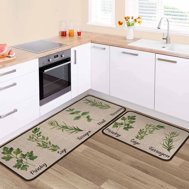 Sunmdecor Kitchen Rugs Farmhouse Style,Anti Fatigue Kitchen Rug Set PVC Non Slip Waterproof Washable Rug(17"x47.2"+17"x23.6")