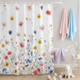 thumbnail image 2 of Shower Curtain Spring Wildflowers Shower Curtains for Bathroom Decor, Waterproof Polyester Shower Curtain Set with Hooks, Extra Long 72" x 84" Watercolor Floral, 2 of 9