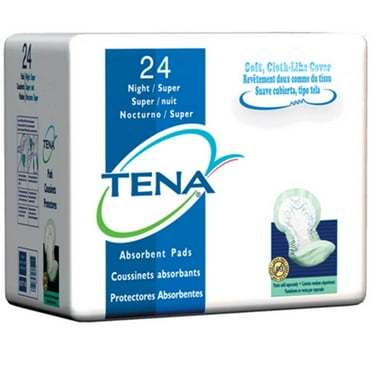 TENA Night Super Bladder Control Pad One Size Fits All, White/Green, 24 Ct