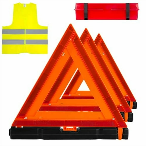 AYKRM Car Warning Triangle Heavy Reflective Warning Road Safety Triangle Kit Suitable for car Breakdown and Temporary Parking on The Road.