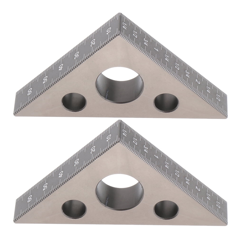 2Pcs Metric Aluminum Alloy Triangle Square Layout Tool Heavy-duty Black 