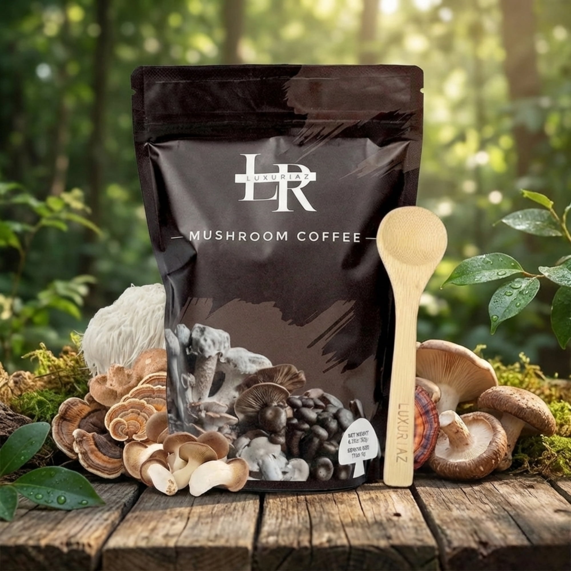 Luxuriaz Instant Mushroom Coffee (30 Servings) – USDA Organic 6-Mushroom Blend with Lion's Mane, Reishi & Cordyceps for Focus, 180g