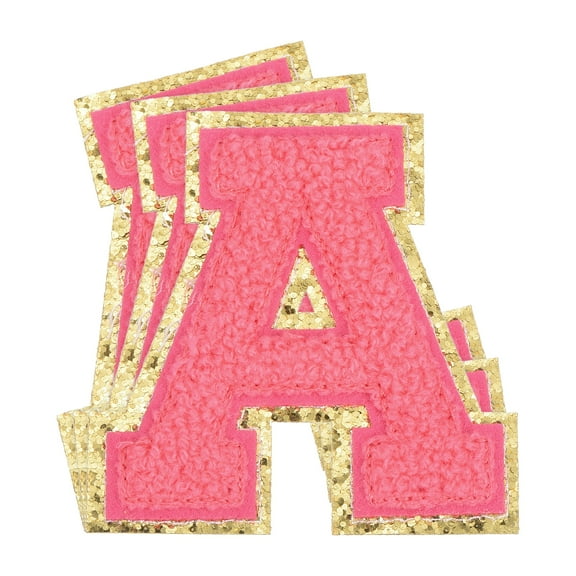 Uxcell Chenille Letter x Patches Large Size 3.15"x3.15" 3PCS(Hot Pink) Shape A