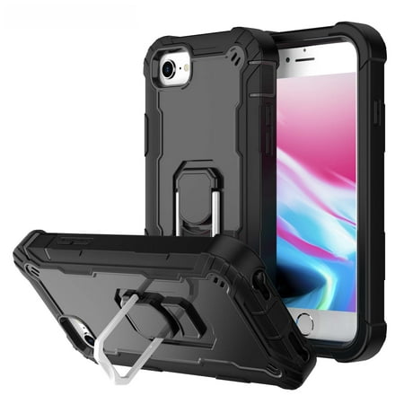 iPhone 6 Case, iPhone 7 Case, iPhone SE 2020 Case 2nd Gen, Allytech Full Body Shockproof Holster Hybrid 3 in 1 Slim Heavy Duty Rugged Case for iPhone 6/7/8/ iPhone SE 2020, Black