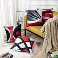 thumbnail image 2 of Set of 4 Pillowcases Modern Abstract Red Stripes Gray Black White Acrylic Bold Decorative Cushion Covers Home Decor 20x20 Inch, 2 of 5