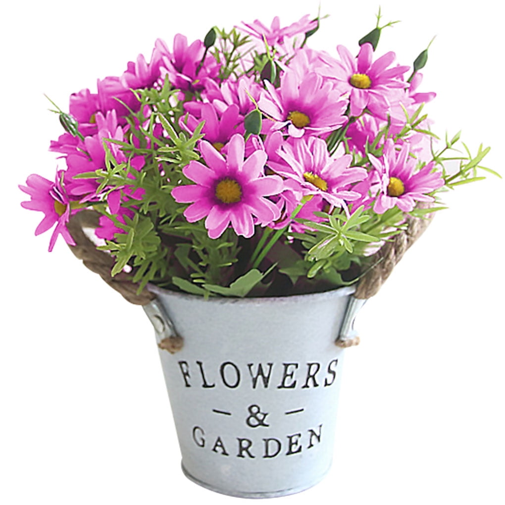 Artificial Flower Pot Vintage Style Fake Floral Decor Potted Plant