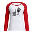 thumbnail image 4 of Camiseta suelta estampada a la moda para mujer, blusa de manga larga, cuello redondo, camisetas informales Pompotops  FGAJ8257, 4 of 5