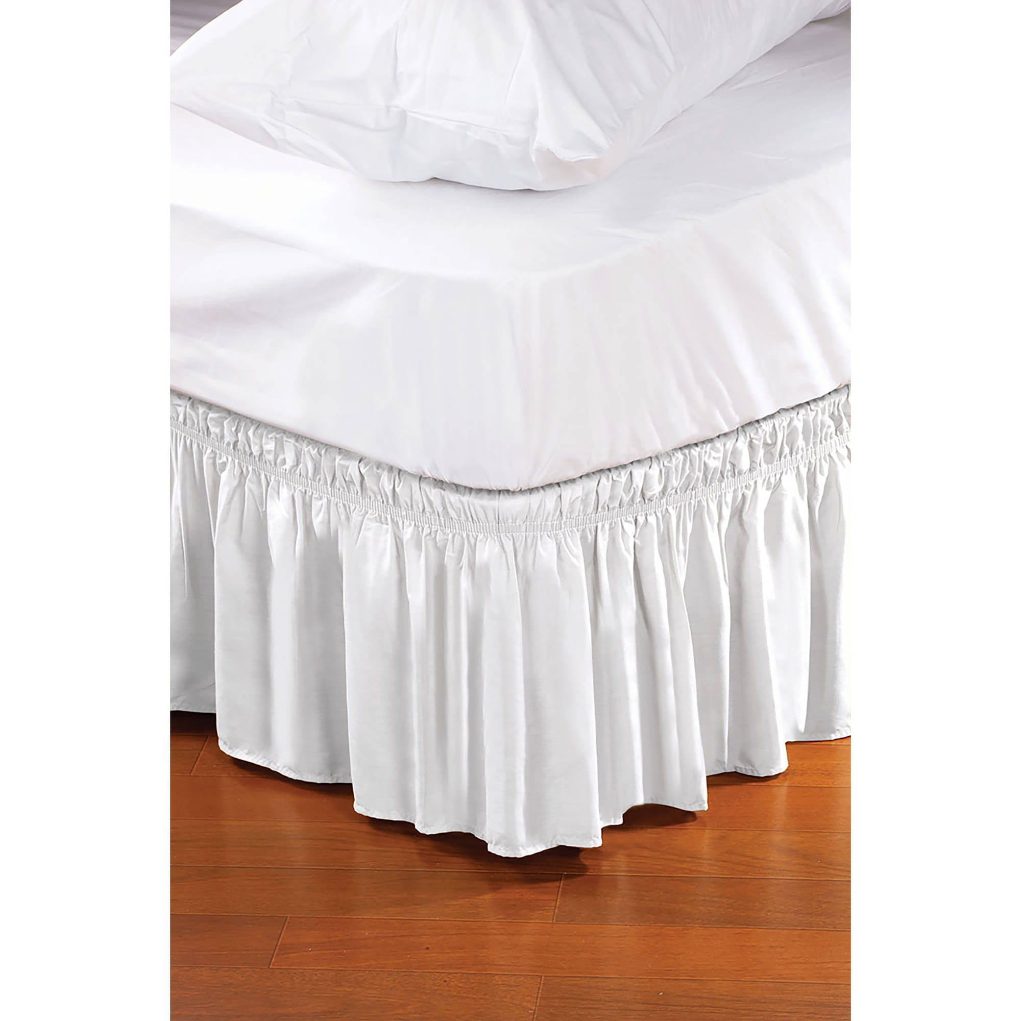 Home Details Wrap Around Bed Ruffle Twin/Full in White   Walmart 