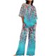 thumbnail image 2 of ICHUANYI Liquidación Mujeres Casual Verano Impreso Cuello Redondo Manga Corta Tops Y Traje De Pantalones Largos ICHUANYI WER202308246346, 2 of 5