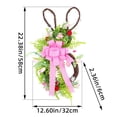 thumbnail image 3 of Corona de conejos de Pascua con ramas muertas y lazo rosa para decoración de patio al aire libre, corona de flores de plástico., 3 of 7