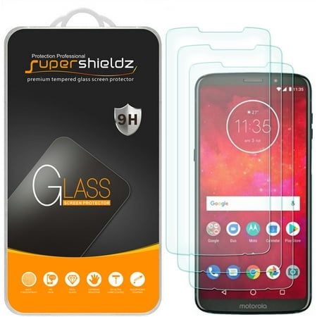 [3-Pack] Supershieldz for Motorola Moto Z3 Play/Moto Z3 Tempered Glass Screen Protector, Anti-Scratch, Anti-Fingerprint, Bubble Free