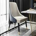 thumbnail image 4 of POVISON Mordern High Back Dining Room Chairs Set of 4, Navy Blue Faux Leather, Metal Legs, Density Sponge, 4 of 10