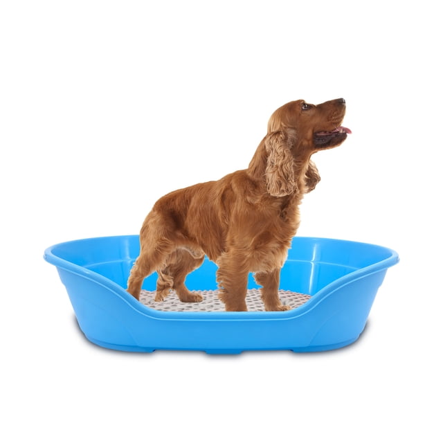 KE WOOW Cama Chica para Perro, Gato, Conejo y otras Mascotas, Cesta de Plástico, Incluye Colchón Doble Cara, Color Azul KE WOOW Cama Plana con colchón Chica