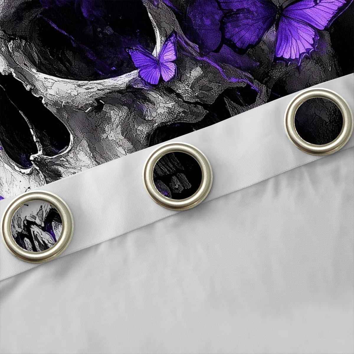 Manfei Spooky Halloween Skull Black Out Curtains,Cute Butterflies Curtains Pack of 2 (42x63 Each),Purple Black Bedroom Curtains For Girls Boys,Super Cozy Room Decor