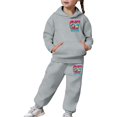 thumbnail image 2 of CUZIBR Valentines Outfits For Girls 67 Letter Print Ice Crean Graphic Long Sleeve Hoodie Sweat Suits Loose Fit Casual Fashion Sweatshirt Jogger Cute Pullover Tracksuit,Gray,12-13 Years, 2 of 8
