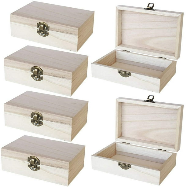 Juvale - Unfinished Wooden Jewelry Box - 6-Pack Wood 