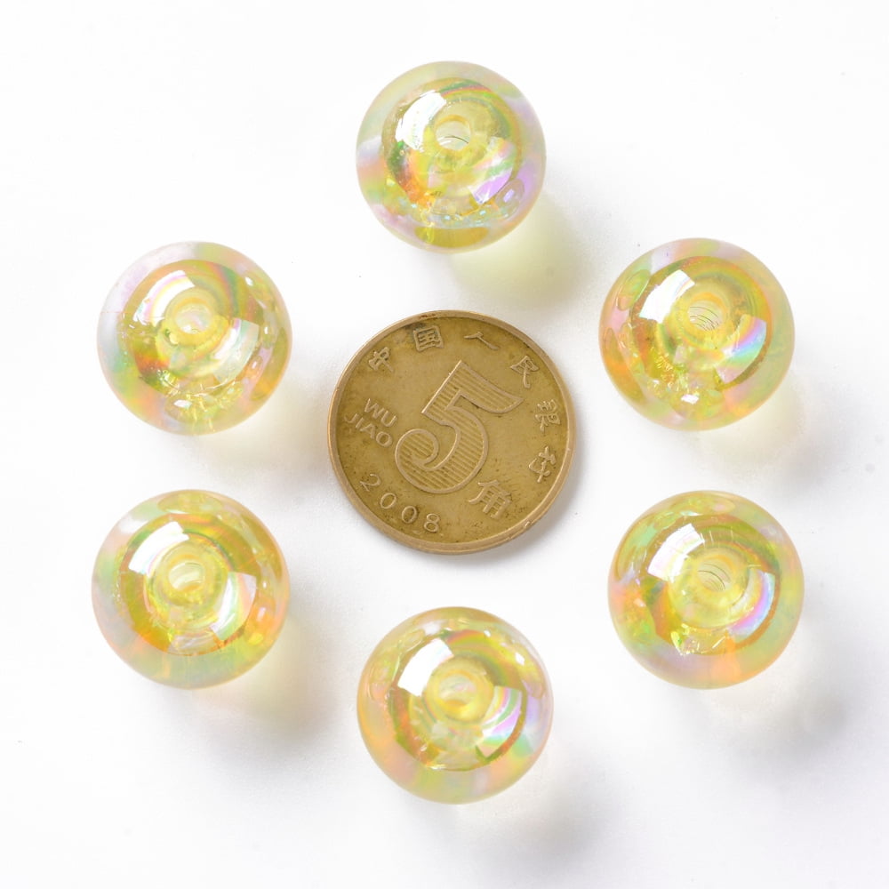 500g Transparent Acrylic Beads AB Color Plated Round Gold 16x15mm Hole: 2.8mm about 220pcs/500g