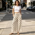 thumbnail image 4 of Lace Wide Leg Pants for Women 2026 Spring Summer Cropped Lightweight Casual Pants with Pockets, 4 of 8