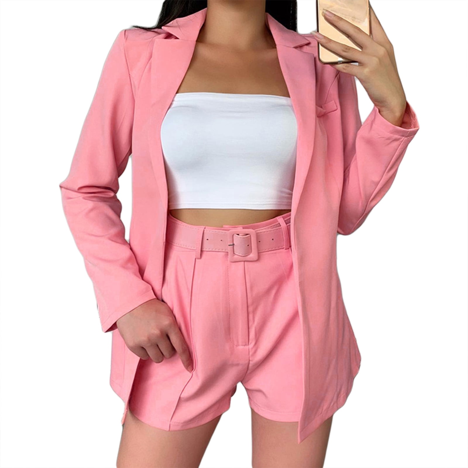 two piece shorts and blazer set