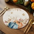 thumbnail image 5 of Fall Round Placemats Set of 4 Pumpkin Wheat Ears Place Mats Thanksgiving Woven Placemat Berry Maple Leaf Harvest Circle Braided Table Mat for Kitchen Dining Table Autumn Party Home Decor 15 Inch, 5 of 9