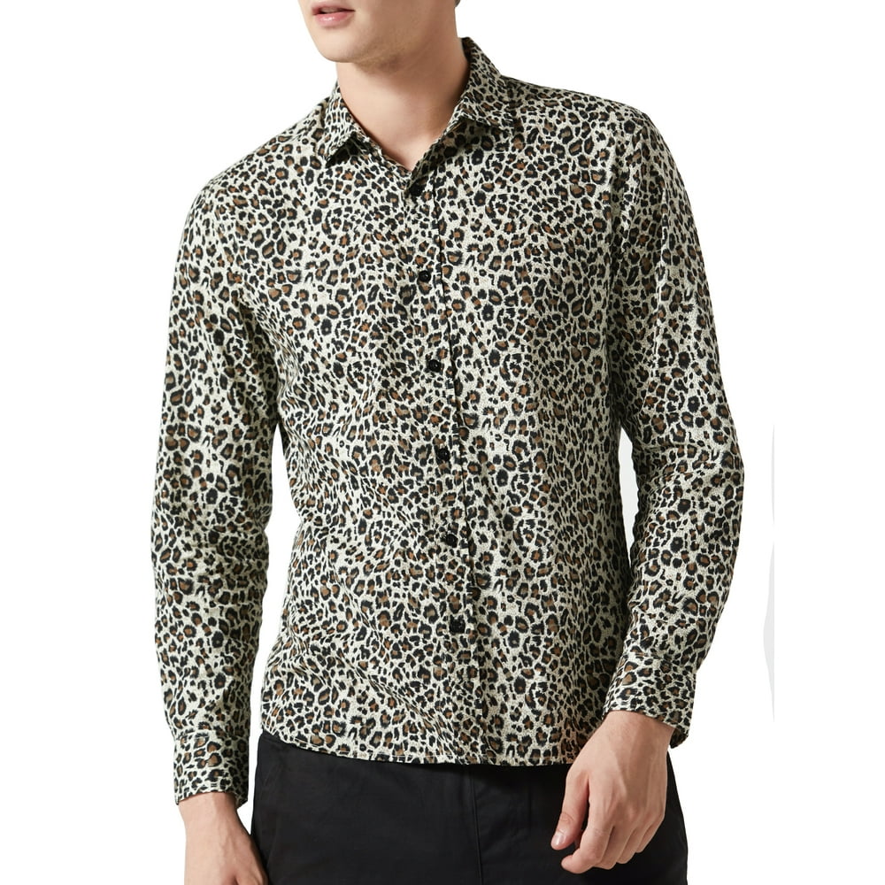 leopard button down men