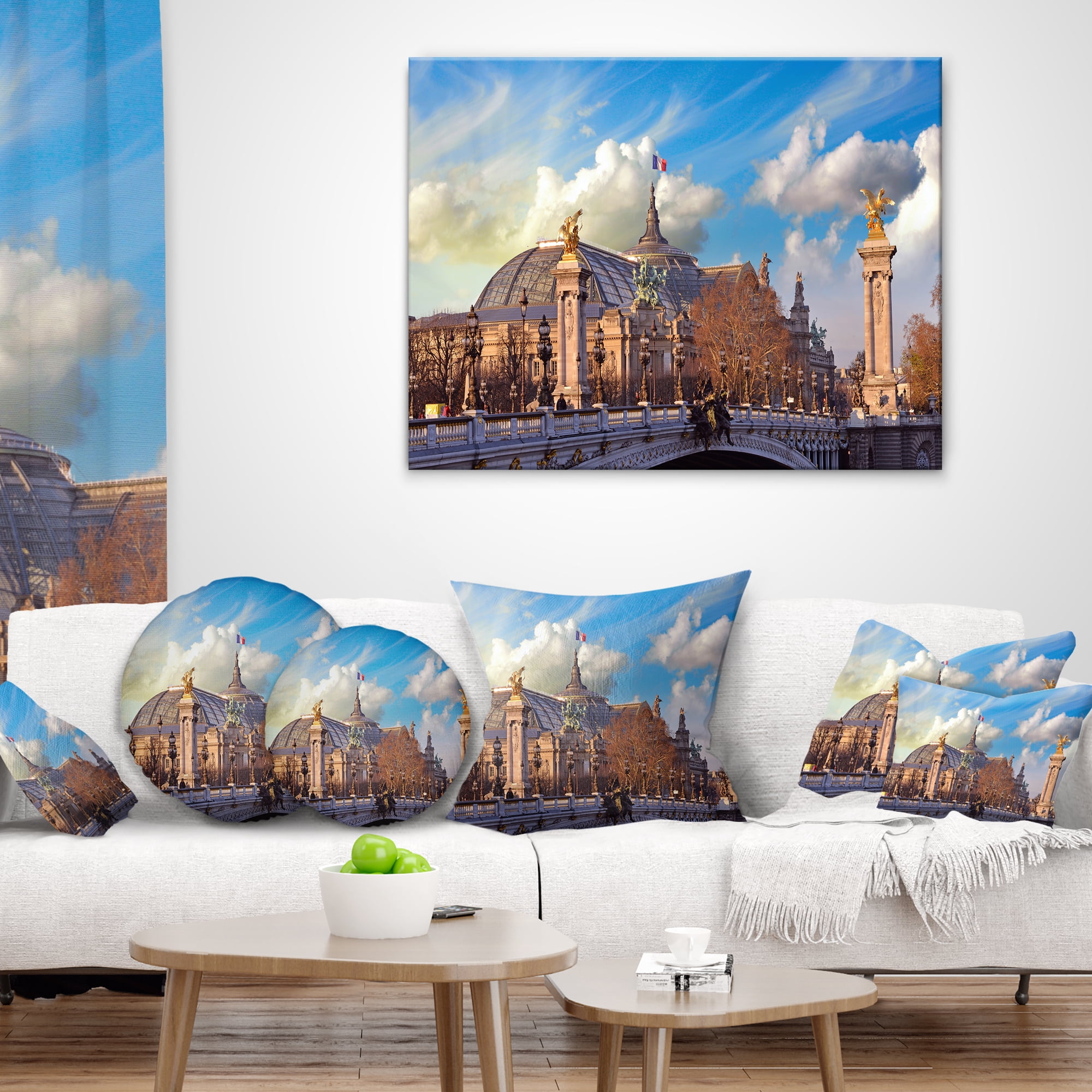 Designart Famous Great Palace in Paris - Modern Cityscape Throw Pillow - 12x20