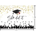 thumbnail image 5 of She Did It Graduation Backdrop Congrats Grads She Did It Photography Background Graduation Party Decorations Banner for Girl Gold Star Graduation Party Decor Poster Photo Booth Props, 5 of 5