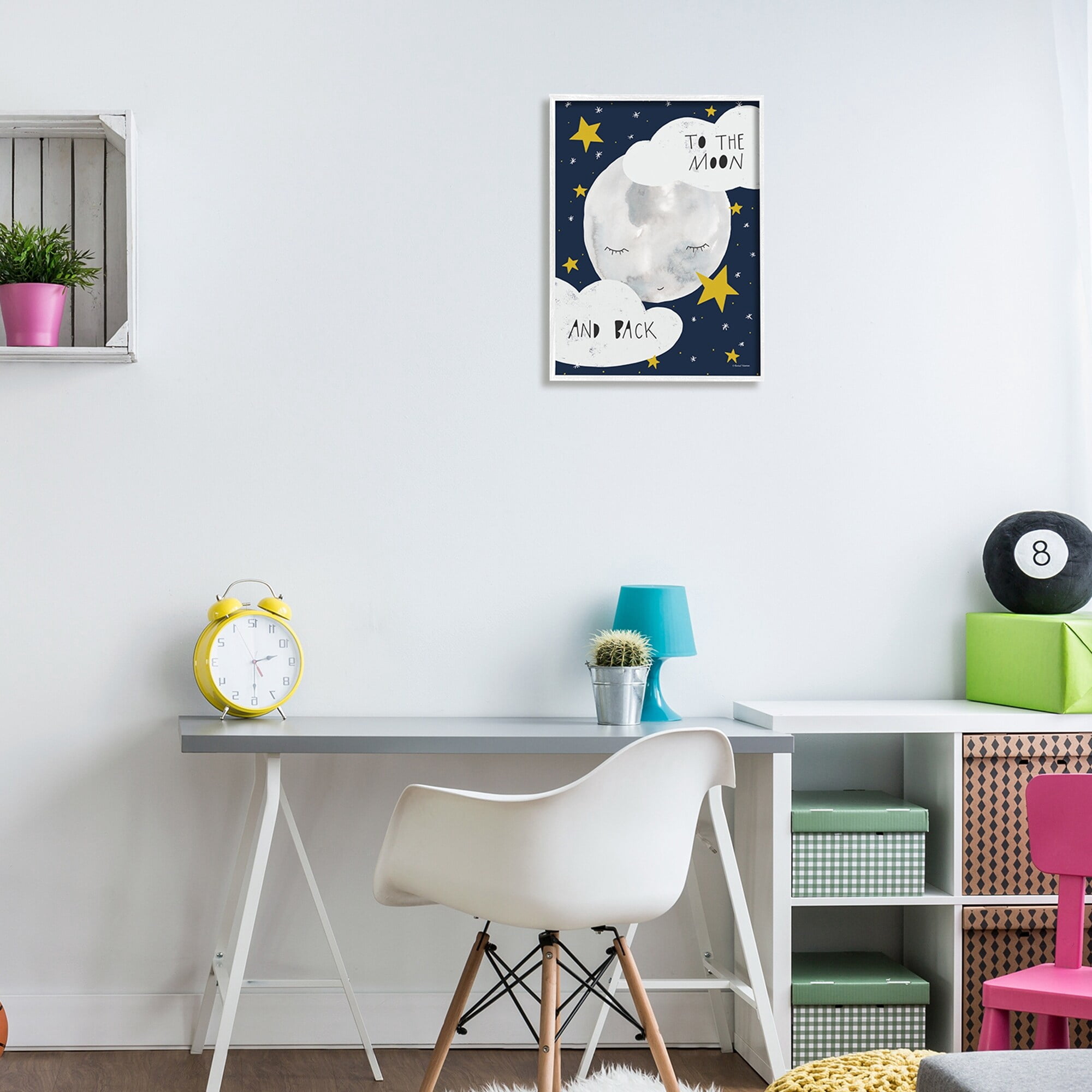 Stupell Industries Moon And Back Lovable Moon Smiling Clouds Stars , 16 x 20, Design by Rachel Nieman