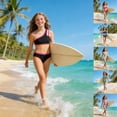 thumbnail image 6 of shoper Girls Swimsuit Two Piece One Shoulder Bathing Suit with Chest Pad Color Block Bikini 7-16 Years Mint Green 11-12 Years, 6 of 7