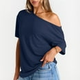 thumbnail image 2 of Women's Solid Color Off Shoulder Top, Summer Casual Short Sleeve Strapless T-Shirt for Vacation Beachwear Fashion, 2 of 2