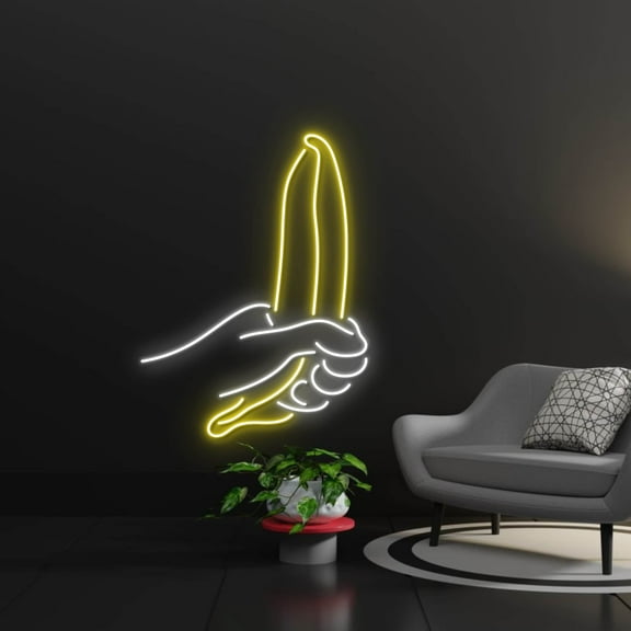 Handmadetneonsign Banana In Hand Led Sign, Banana In Hand Neon Sign, Wall Decor, Banana Led Light