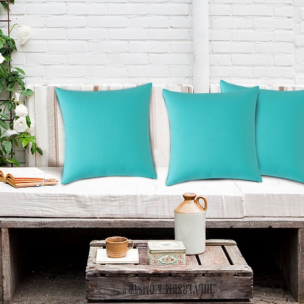 Juego de fundas de almohada impermeables para exteriores | Fundas de cojín modernas de color sólido para patio, jardín, junto a la piscina | Resistente a la intemperie, duradero, fácil de cuidar |