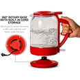 thumbnail image 2 of OVENTE Electric Kettle with 1.5L Borosilicate Glass, 1500W Fast Boiling Water Heater for Coffee or Tea, Easy to Fill Lid, Auto Shut-Off, Boil-Dry Protection & Stainless Steel Filter, Red KG516R, 2 of 9