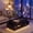 Black(led), variant on HarmonyStrings 36" Coffee Tables with Storage, 2-Tier Round Coffee Table, Center Table for Living Room, Furniture for Small Spaces-Black Round