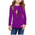 thumbnail image 2 of Zwiiyzr Toddler Baby Girl Long Sleeve Sweatshirt Crew Neck Tops Basic Solid Color Sweater Shirts Kid Fall Clothes 3-14 Years Purple, 2 of 5