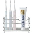 thumbnail image 1 of Amazer Toothbrush Holder, Stainless Steel Toothpaste and Toothbrush Holder with Multi-Functional 7 Slots, Stand Bathroom Organizer for Toothbrush, Toothpaste, Facial Cleanser, Comb, Nickel, 1 of 5