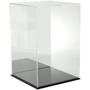 Plymor Clear Acrylic Display Case with Black Base (Mirror Back), 12" W x 12" D x 18" H