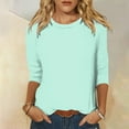 thumbnail image 2 of Women 3/4 Sleeve Top Summer Casual Versatile Raglan Shirt Round Neck Casual Shirt Top, 2 of 2