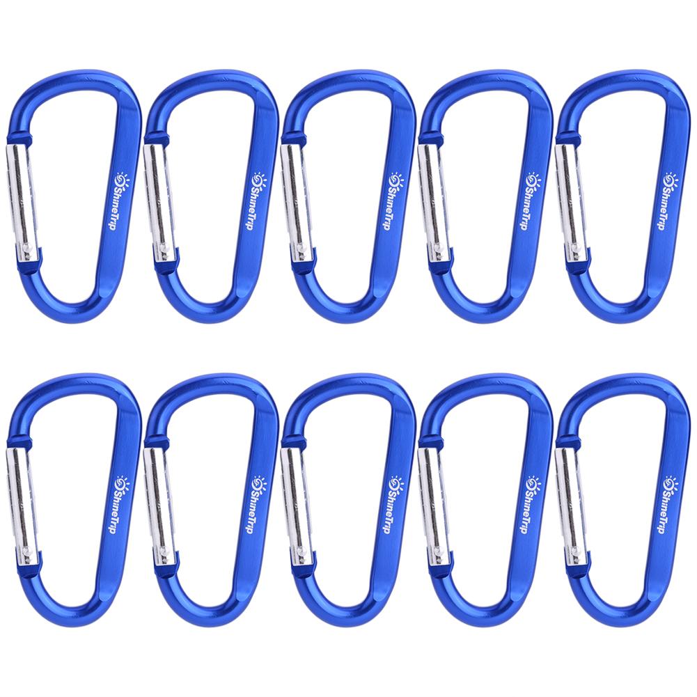 Mgaxyff 4 Colors 5pcs/10pcs Durable Aluminium Alloy Dshape Carabiner Keychain Clip Hook Buckles