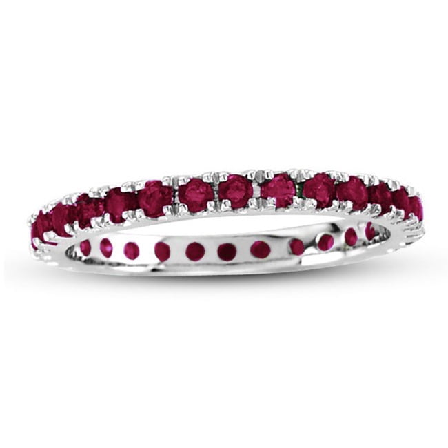 Suzy Levian - 14K White Gold Ruby Eternity Band Ring - Walmart.com