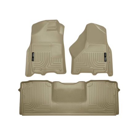 Husky Liners 99043 Weatherbeater Floor Mats Fit 2010-2018 Dodge Ram 2500/3500/Ram Truck 2500/3500 Mega Cab (Single/Dual Floor Mat Hooks) - Front/2nd Seat - Tan