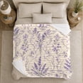 thumbnail image 4 of Lavender Sprigs And Ornamental Scrolls, Cozy Flannel Blanket for Lavender Art Enthusiasts, Vintage Botanical Watercolor Pattern Home Decor for Living Room and Bedroom, Housewarming Gift, 4 of 7