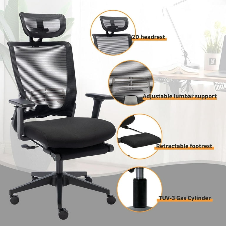 HForesty Home Office Chair - Executive Office Chair Adjustable Computer  Desk Chair with Lumbar Support, Padded Armrest, Comfy Cushion Seat for  Work, Study 