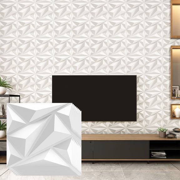 FLOLEOPA Textures 3D Wall Panels White Design for Interior Wall Decor Pack of 30 Tiles 29 Sq Ft (PVC)