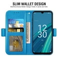 thumbnail image 5 of Asuwish Compatible with Cricket Debut S2 U380AC/AT&T Calypso 4 U380AA Wallet Phone Case and Tempered Glass Screen Protector Flip Credit Card Holder Stand Mandala Flower Cell Cover for Women Men Blue, 5 of 8